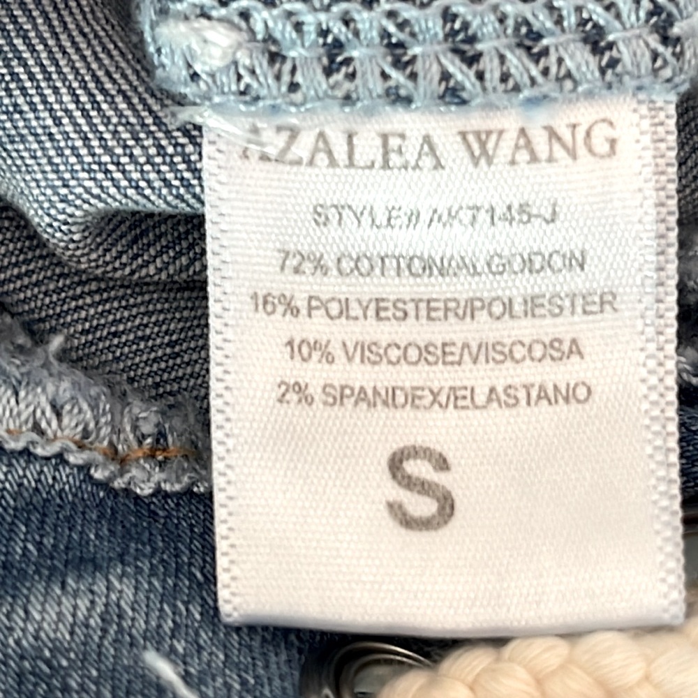 Azalea Wang Lace Up Cropped Denim Jacket Button Front Festival Boho Size S - Picture 5 of 11